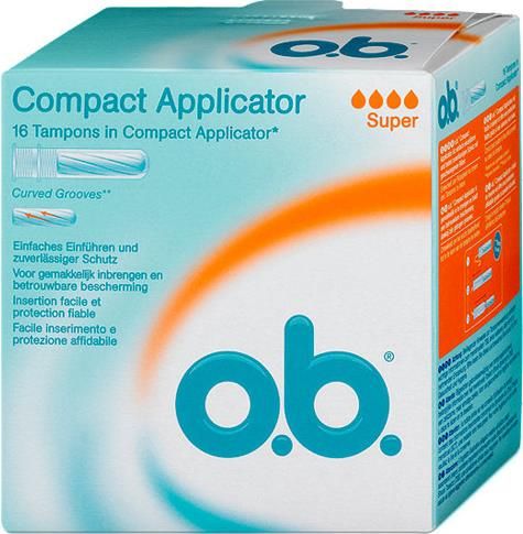 фото упаковки o.b. compact applicator super тампоны с аппликатором