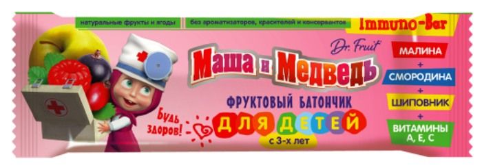 фото упаковки Dr. Fruit Батончик фруктовый Маша и Медведи Immuno-Bar