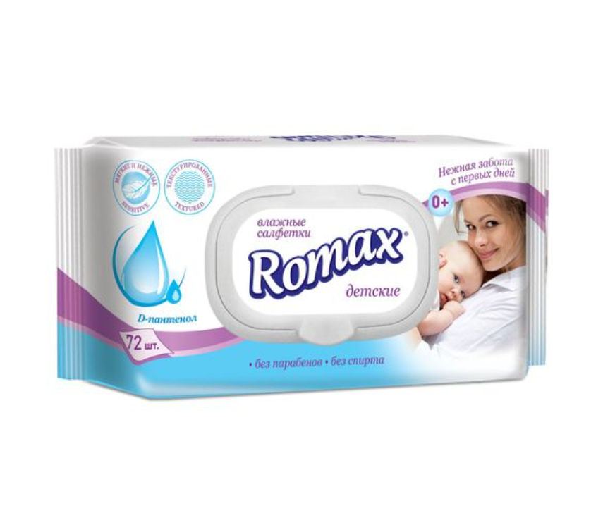 фото упаковки Romax Салфетки влажные детские