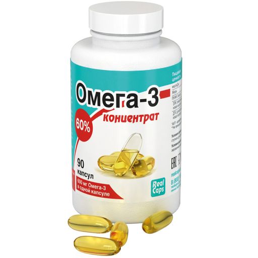 Омега-3 Концентрат 60% RealCaps, 1000 мг, капсулы, 90 шт. цена