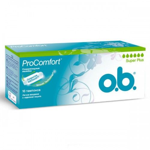 o.b. ProComfort super plus тампоны женские гигиенические, супер плюс, 16 шт. цена