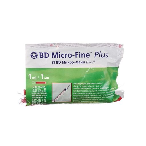 Шприц инсулиновый с несъемной иглой BD Micro-Fine Plus U-40, 1мл, диаметр иглы 30G, 10 шт. цена