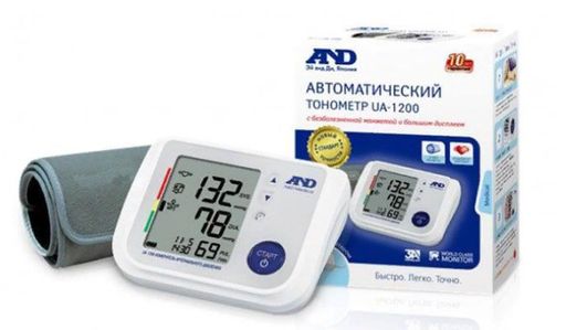 Тонометр автоматический AND UA-1200, с адаптером и стандартной манжетой (22-32 см), 1 шт. цена