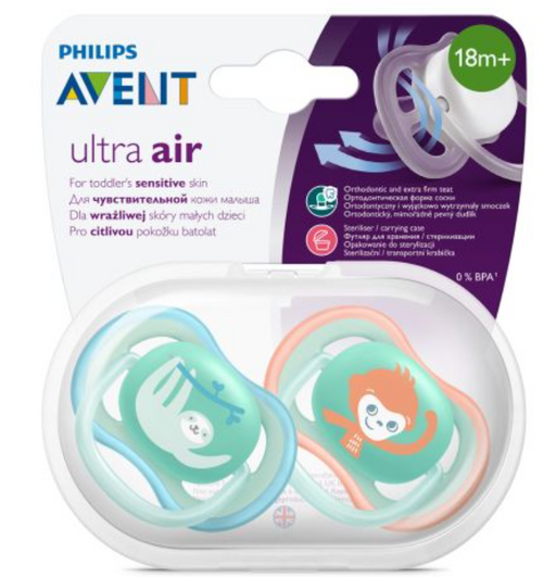 Philips Avent Ultra air Пустышка с футляром, SCF349/21, для детей с 18 месяцев, соска-пустышка, 2 шт.