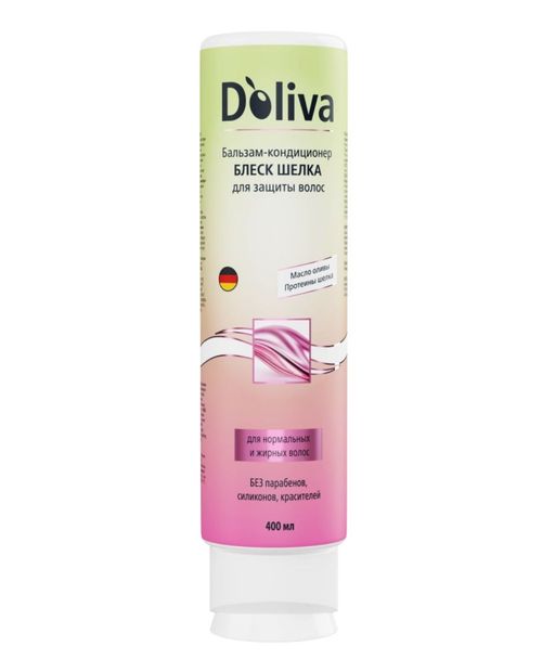 Doliva Бальзам-кондиционер для защиты волос блеск шелка, для нормальных и жирных волос, 400 мл, 1 шт.