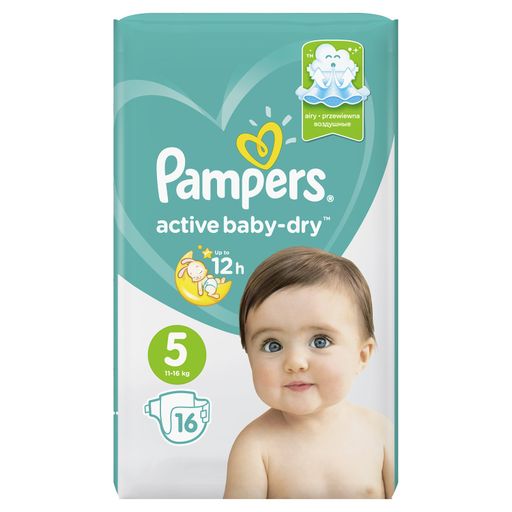 Pampers Active baby-dry Подгузники детские, р. 5, 11-16 кг, 16 шт. цена