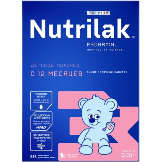 Nutrilak Premium 3 Смесь молочная c 12 мес, смесь молочная сухая, 600 г, 1 шт.