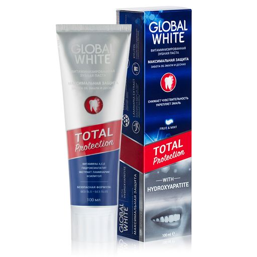 Global White Total Protection Зубная паста Максимальная защита, паста зубная, витаминизированная, 100 мл, 1 шт.