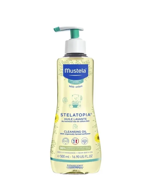 Mustela Stelatopia Очищающее масло для купания, масло для детей, 500 мл, 1 шт.