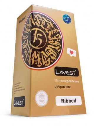 Lavest Ribbed Презервативы ребристые, презервативы, 15 шт.