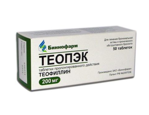 Теопэк, 200 мг, таблетки пролонгированного действия, 50 шт. цена