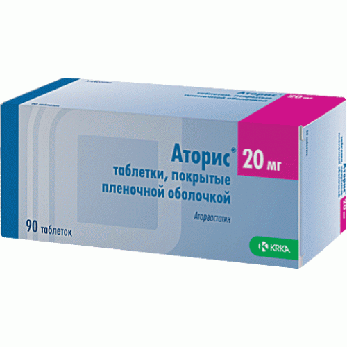 Аторис, 20 мг, таблетки, покрытые пленочной оболочкой, 90 шт. цена
