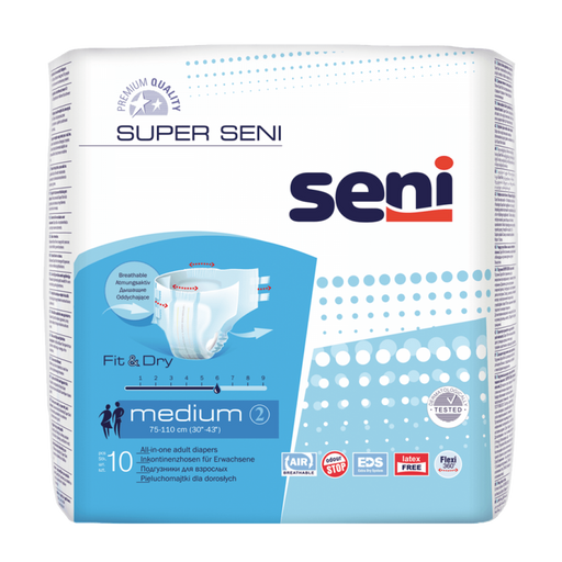 Seni Super Подгузники для взрослых, Medium M (2), 75-110 см, 10 шт. цена
