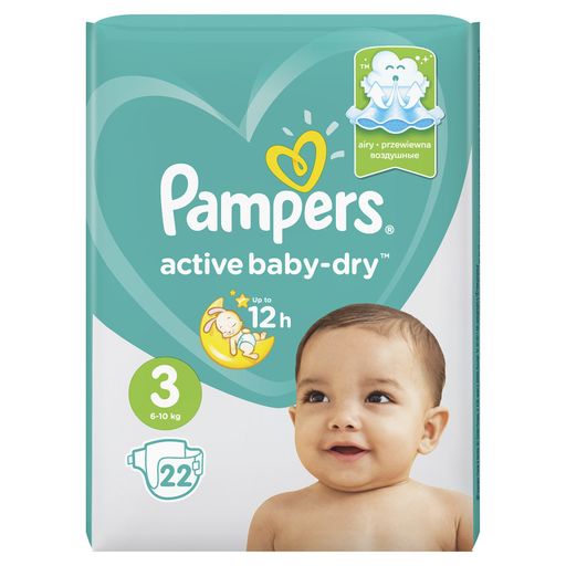 Pampers Active baby-dry Подгузники детские, р. 3, 6-10 кг, 22 шт.