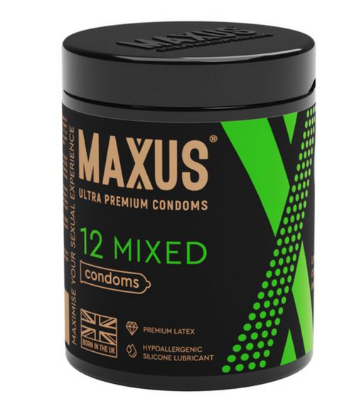 Maxus Mixed Презервативы гладкие и текстурированные, презервативы, 12 шт.