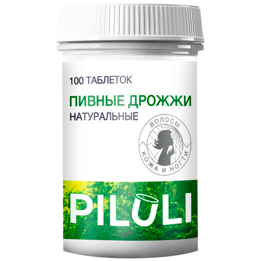 Piluli Пивные дрожжи натуральные, таблетки, 100 шт.